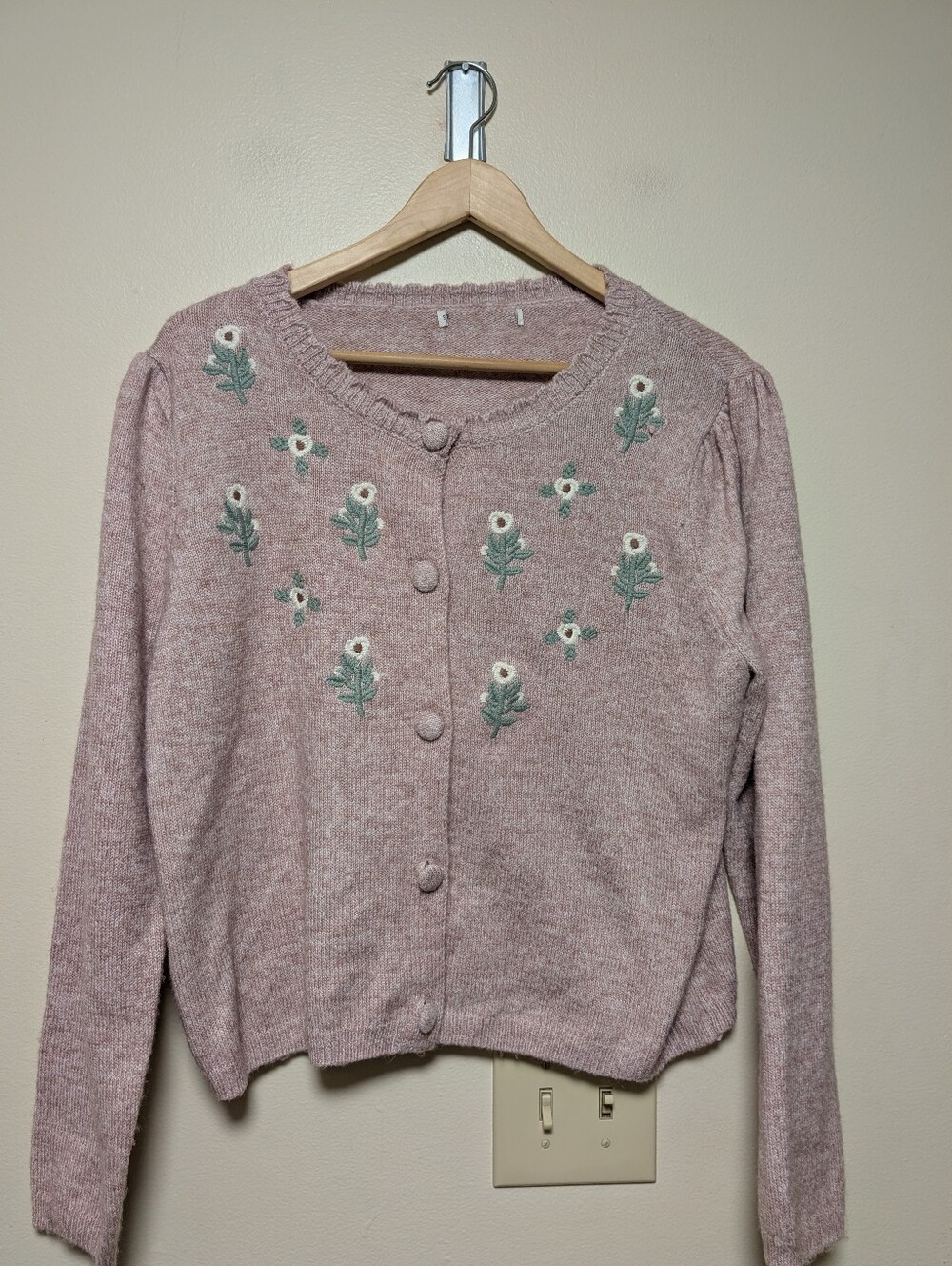 Sincerely Jules Size L Pink Floral Embroidered Button Cardigan Cottagecore